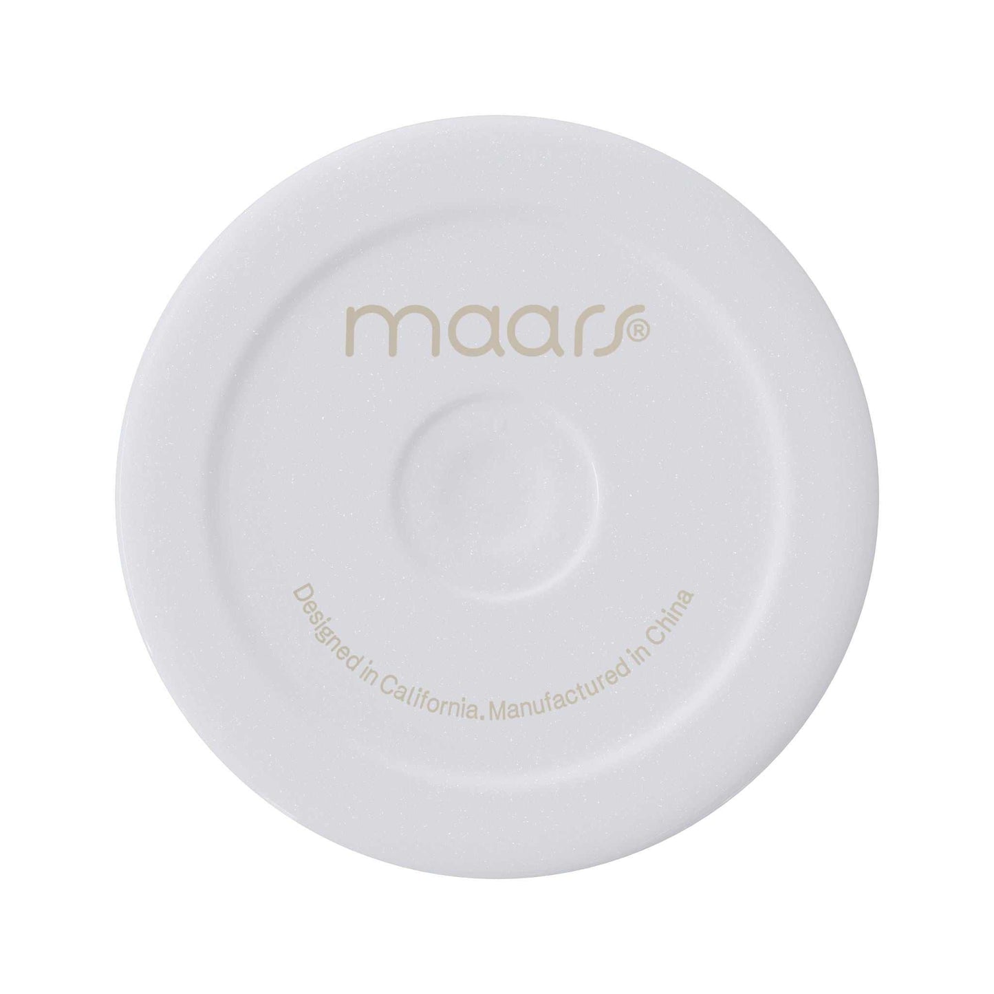White circular lid for Tumbler Raven Tree design with Maars logo and manufacturing details