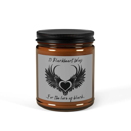 Custom Blackheart Way Scented Soy Candle in Amber Jar for Home Décor & Gifts