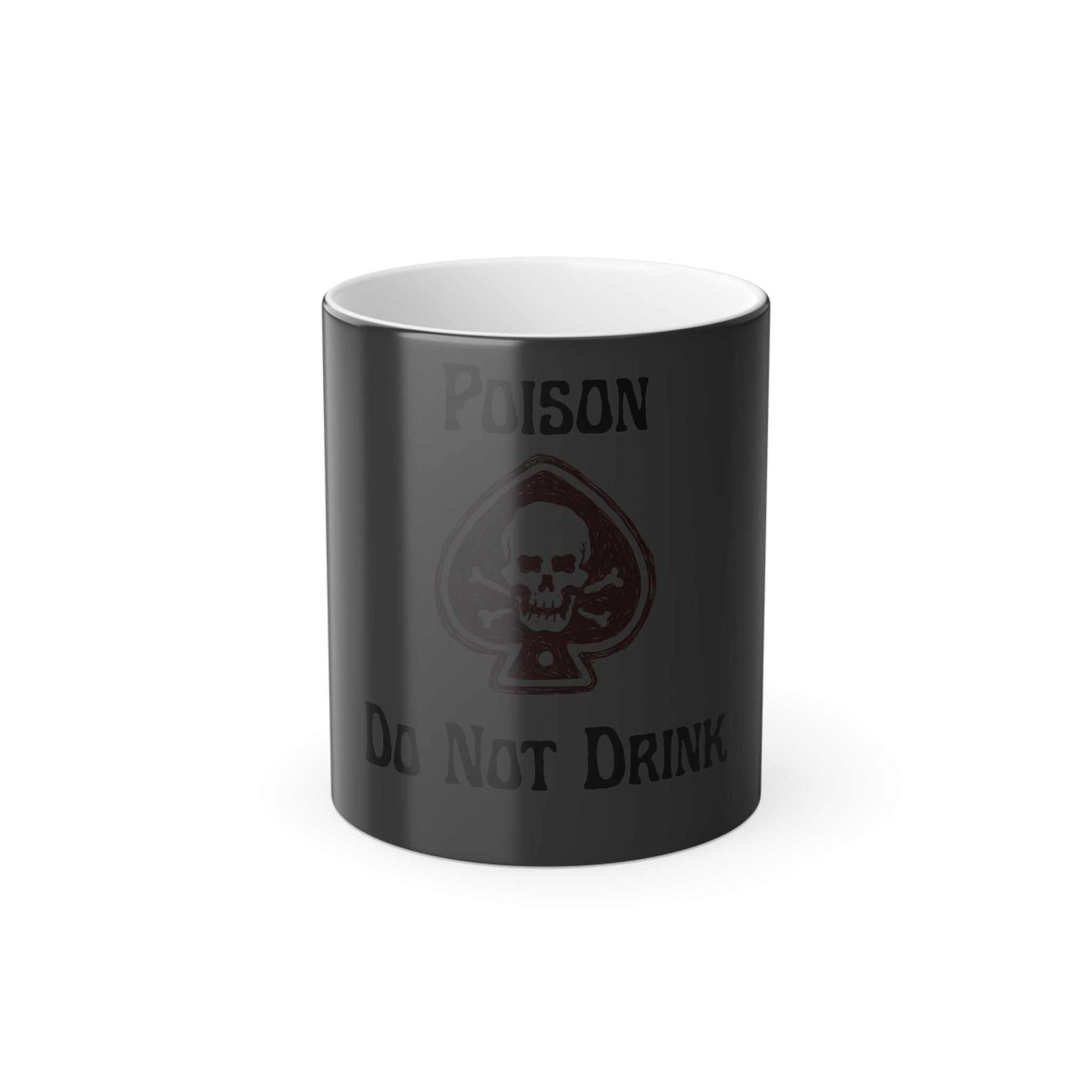 Color Morphing Mug with Poison Skull design, 11oz, heat-sensitive, glossy finish.