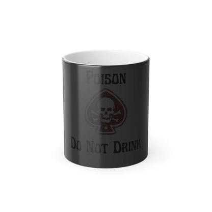 Color Morphing Mug with Poison Skull design, 11oz, heat-sensitive, glossy finish.