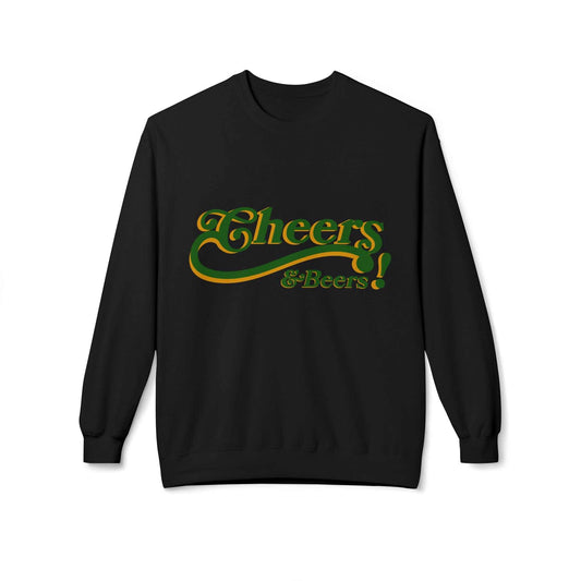 Luck is Dead oversized crewneck sweatshirt in dark void green with "Cheers and Beers" typography, St. Patrick’s Day limited edition