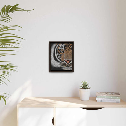 Tiger Matte Canvas framed art, showcasing a tiger portrait, ideal for jungle-themed decor.