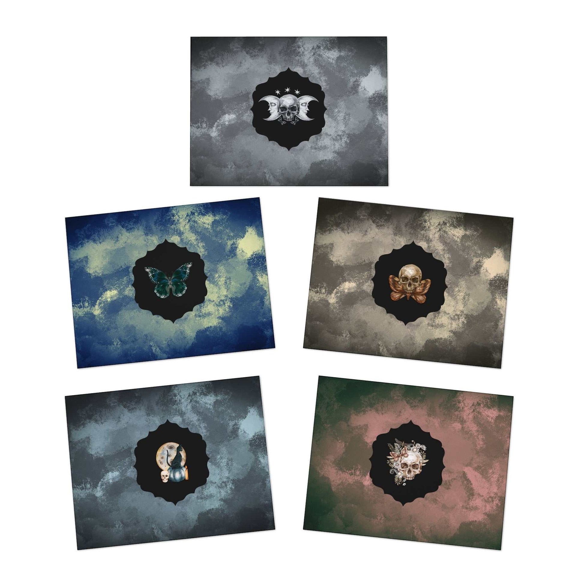 Multi-Design Greeting Cards 5-Pack with intricate customizable designs and matching envelopes.