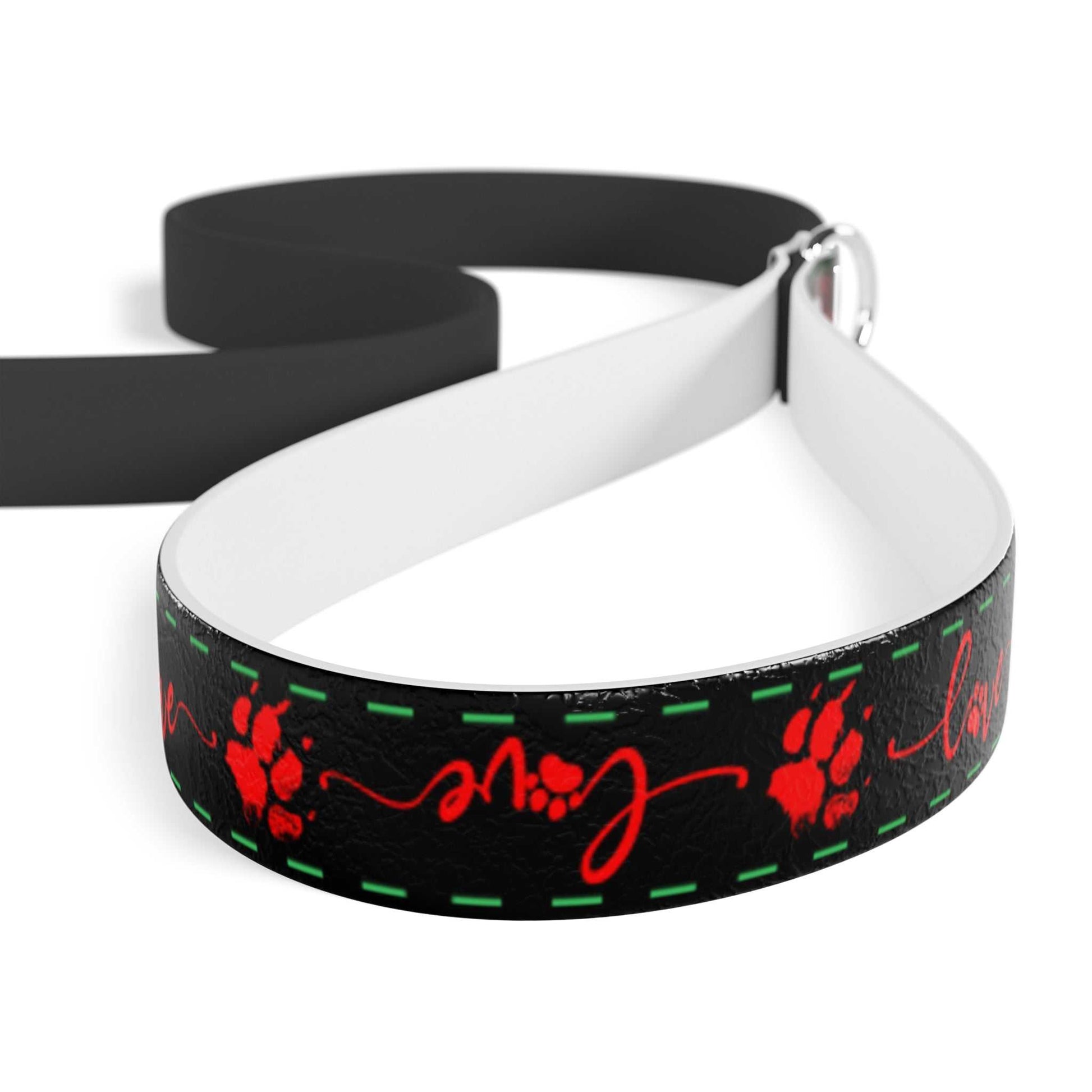 Black Love Paw Print Leash – Durable, Stylish Leash for Everyday Walks