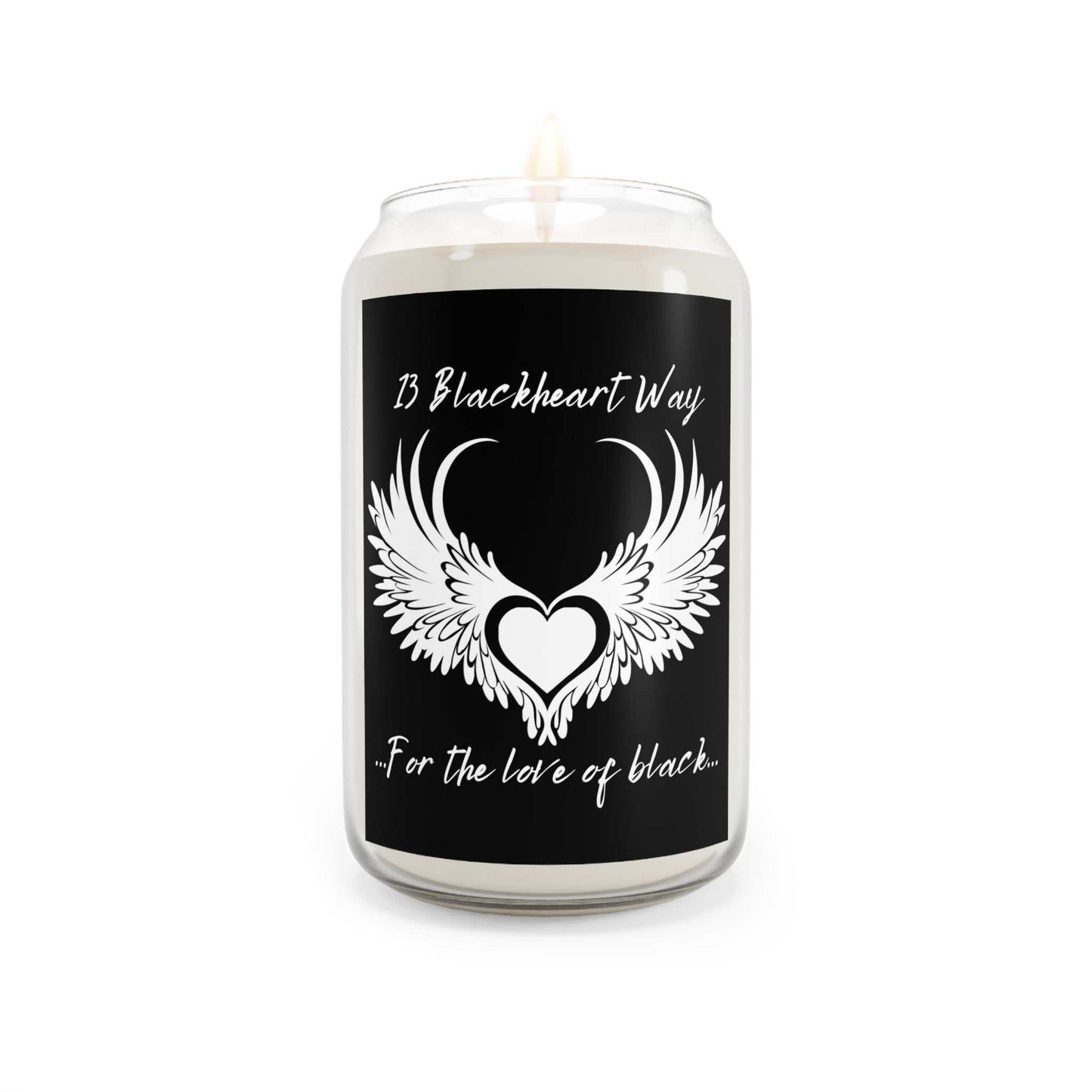 Blackheart Way Scented Candle in a 13.75oz glass jar with gothic design and vanilla bean scent