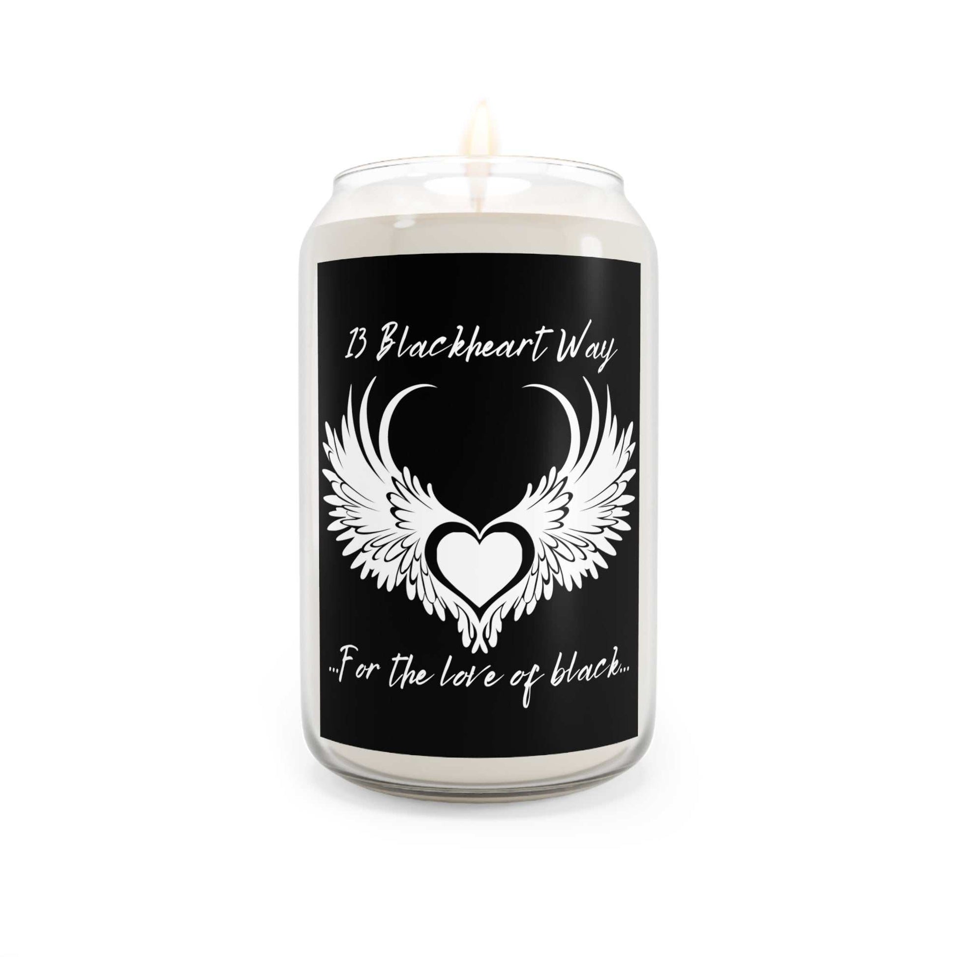 Blackheart Way Scented Candle in a 13.75oz glass jar with gothic design and vanilla bean scent