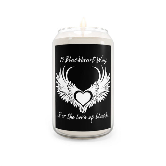 Blackheart Way Scented Candle in a 13.75oz glass jar with gothic design and vanilla bean scent