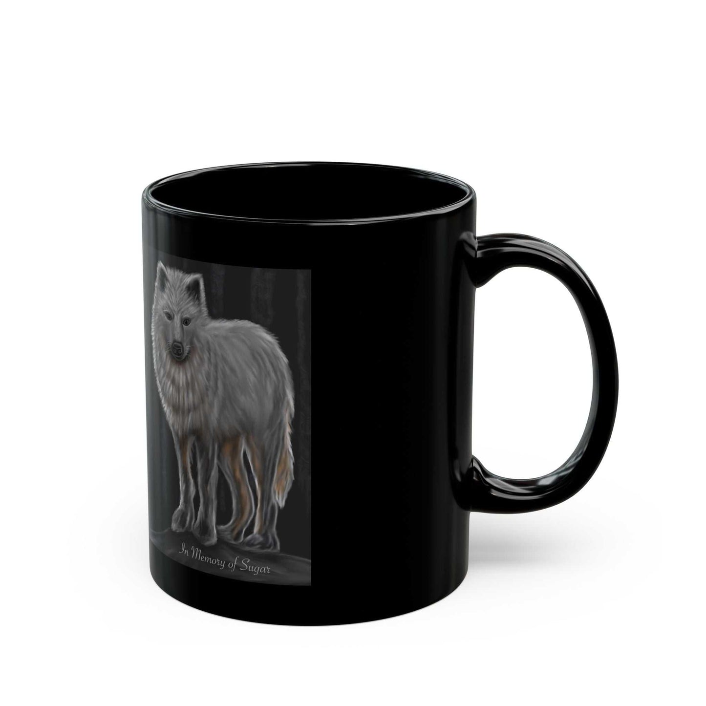 White Wolf Dog Black Mug