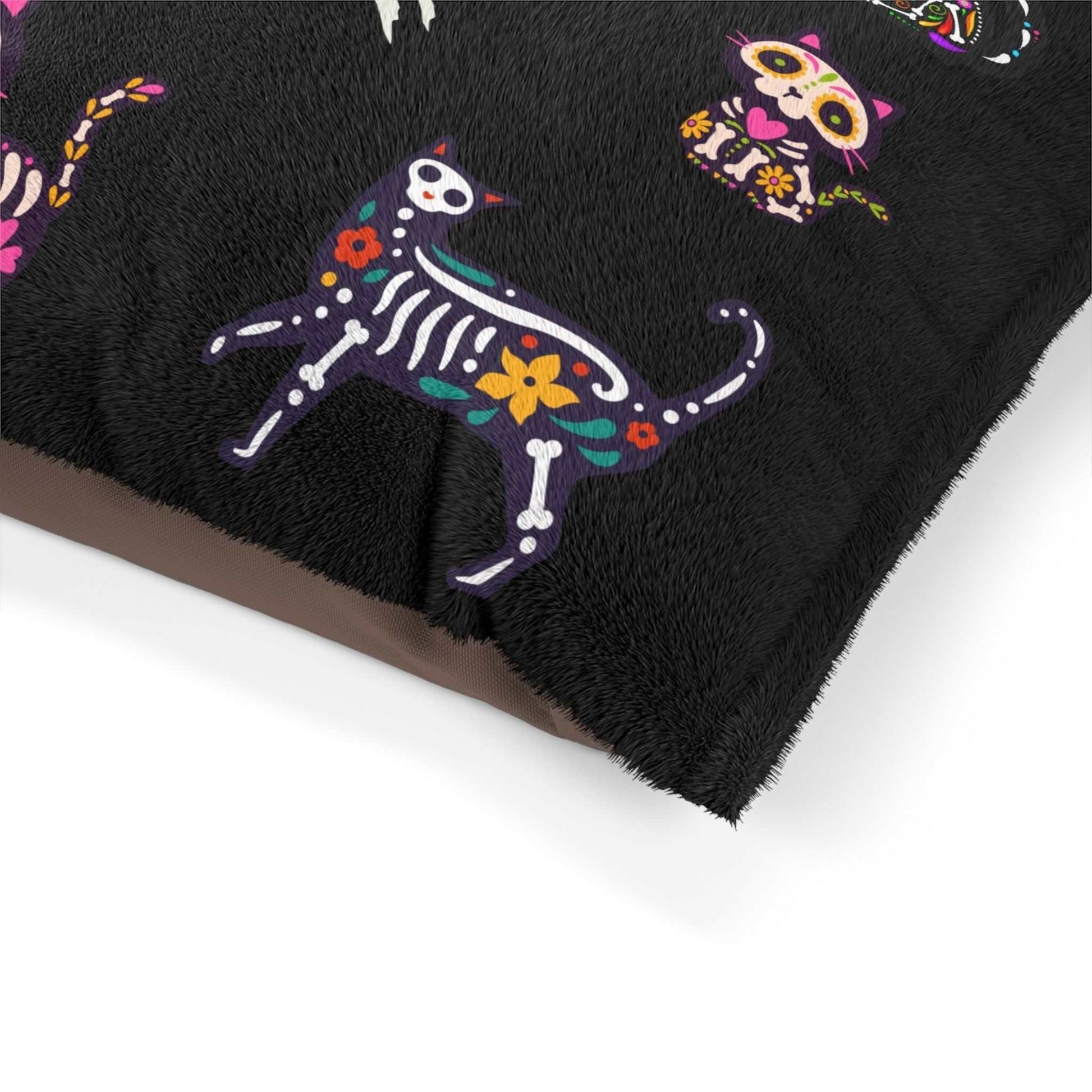 Premium Sugar Skull Design cat bed with vibrant sugar skull pattern, 13 Blackheart Way.