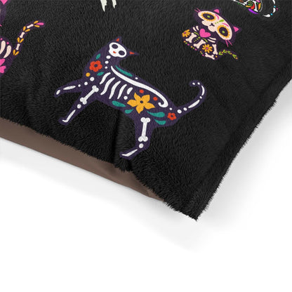 Premium Sugar Skull Design cat bed with vibrant sugar skull pattern, 13 Blackheart Way.