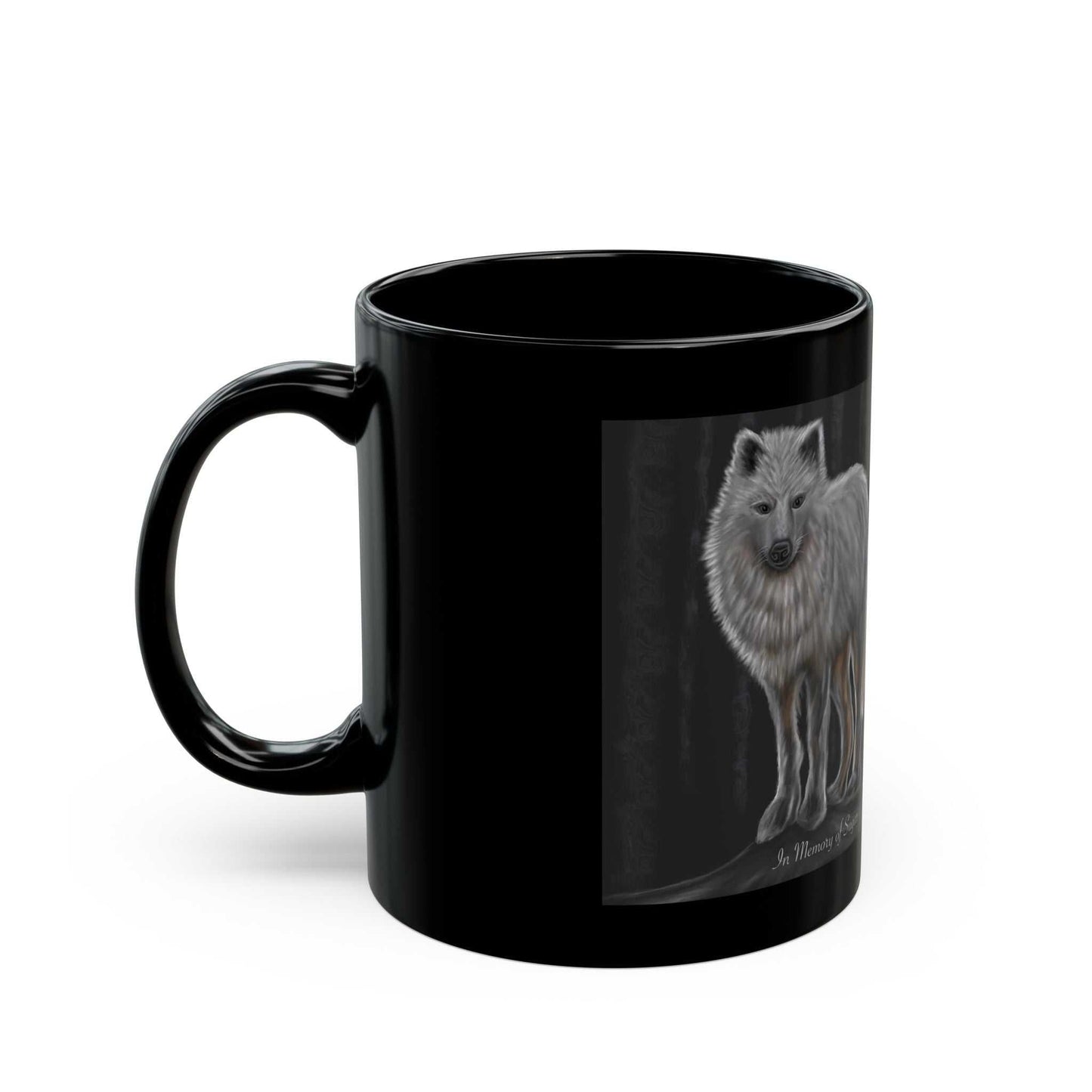 White Wolf Dog Black Mug