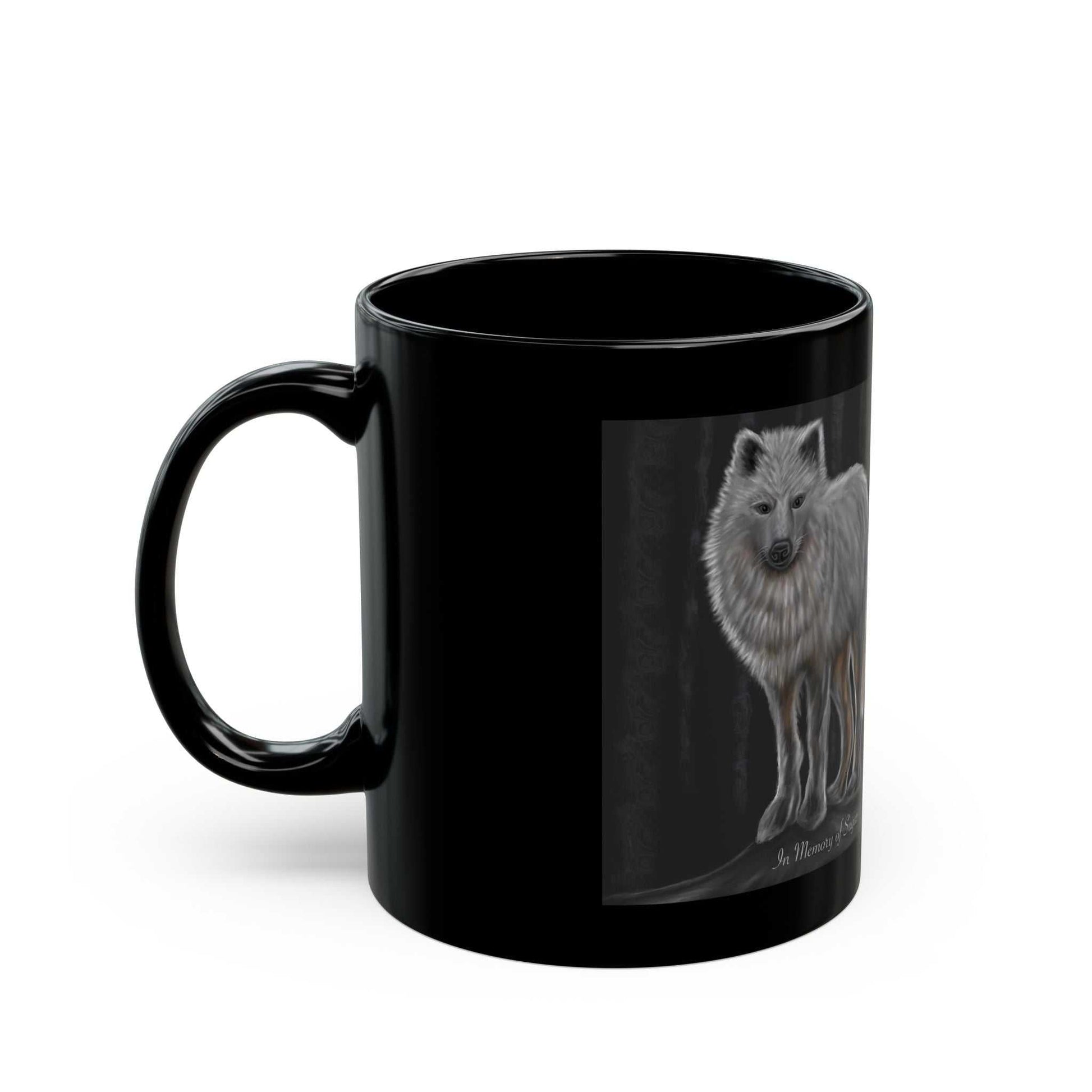 White Wolf Dog Black Mug