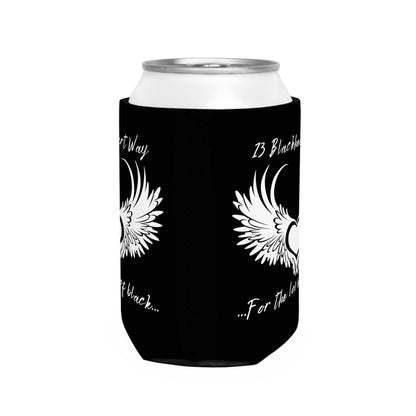 Blackheart logo can cooler sleeve with neoprene material for cold drinks.