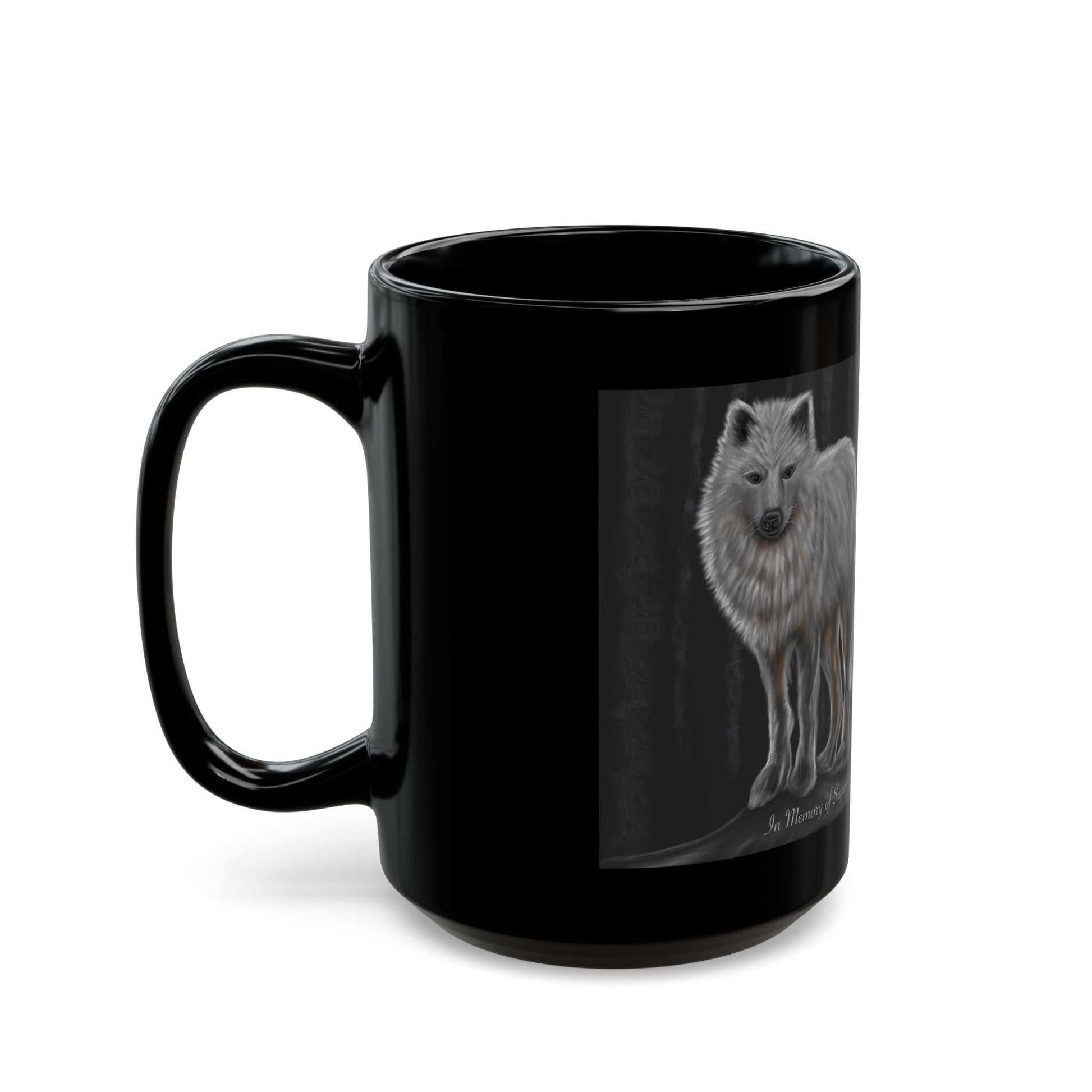 White Wolf Dog Black Mug