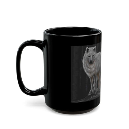 White Wolf Dog Black Mug