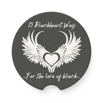 Soapstone car coaster with 13 Blackheart Way logo, elegant matte finish.