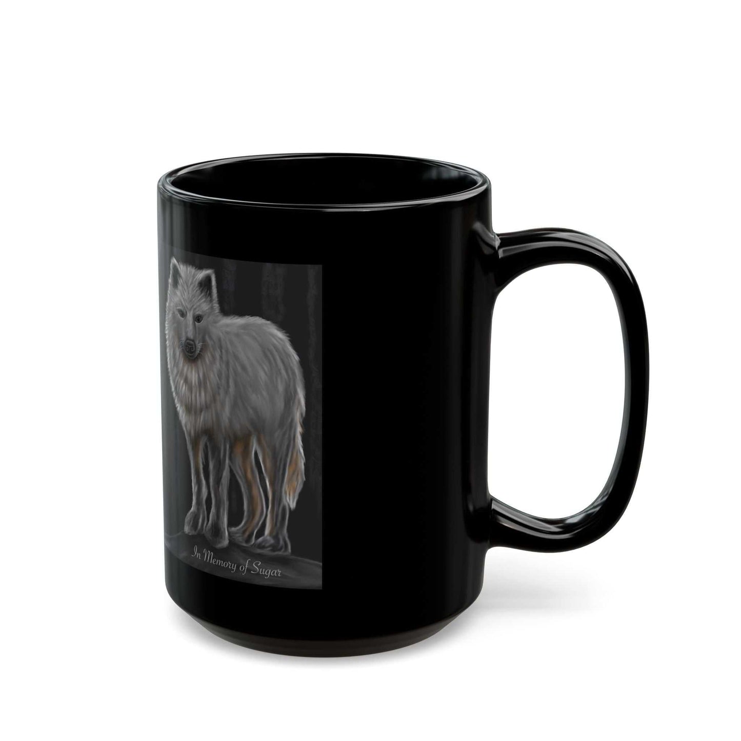 White Wolf Dog Black Mug