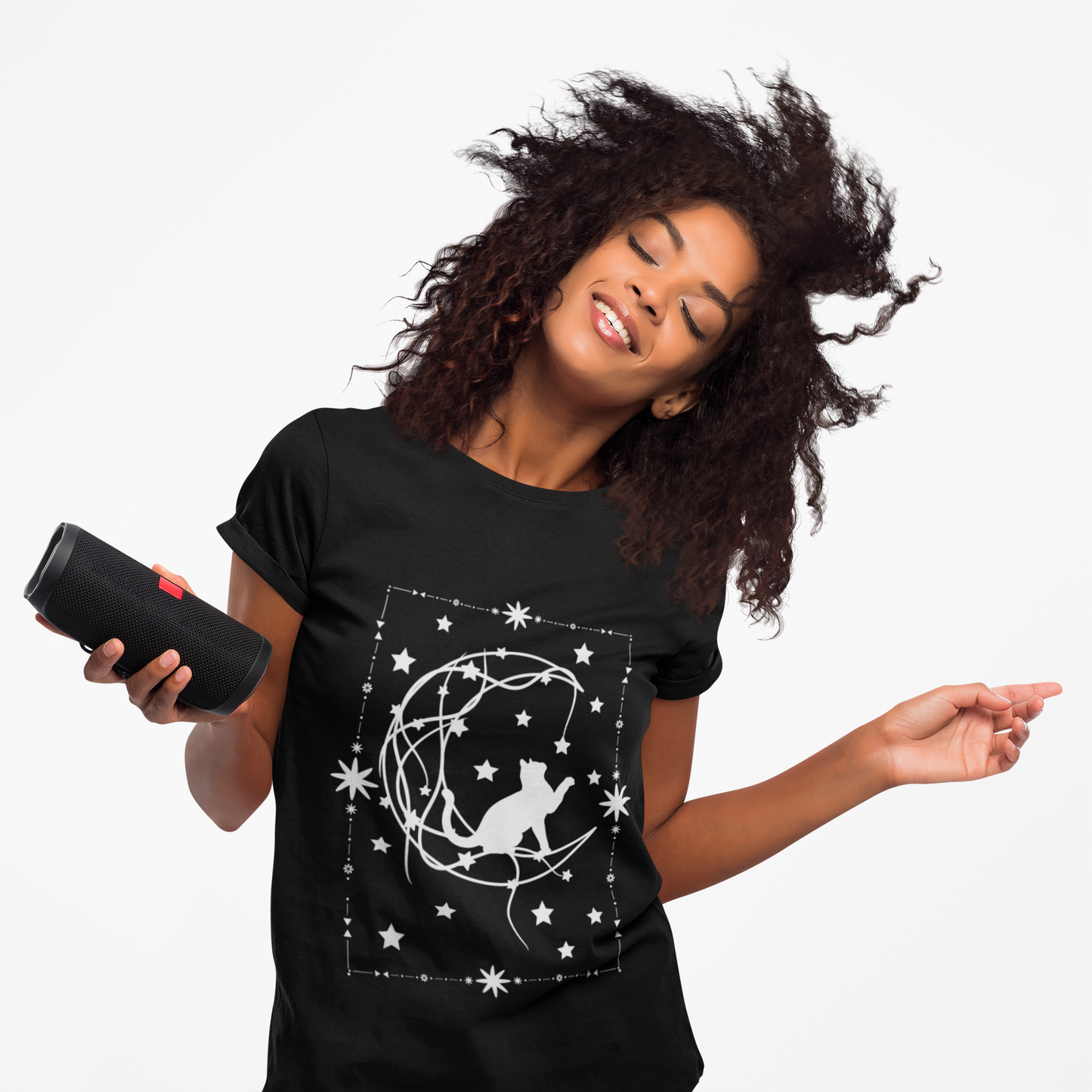 Celestial Cat Unisex T-shirt, Chill Vibe Apparel, Casual Wear, Gift for Cat Lovers, Starry Night Tee