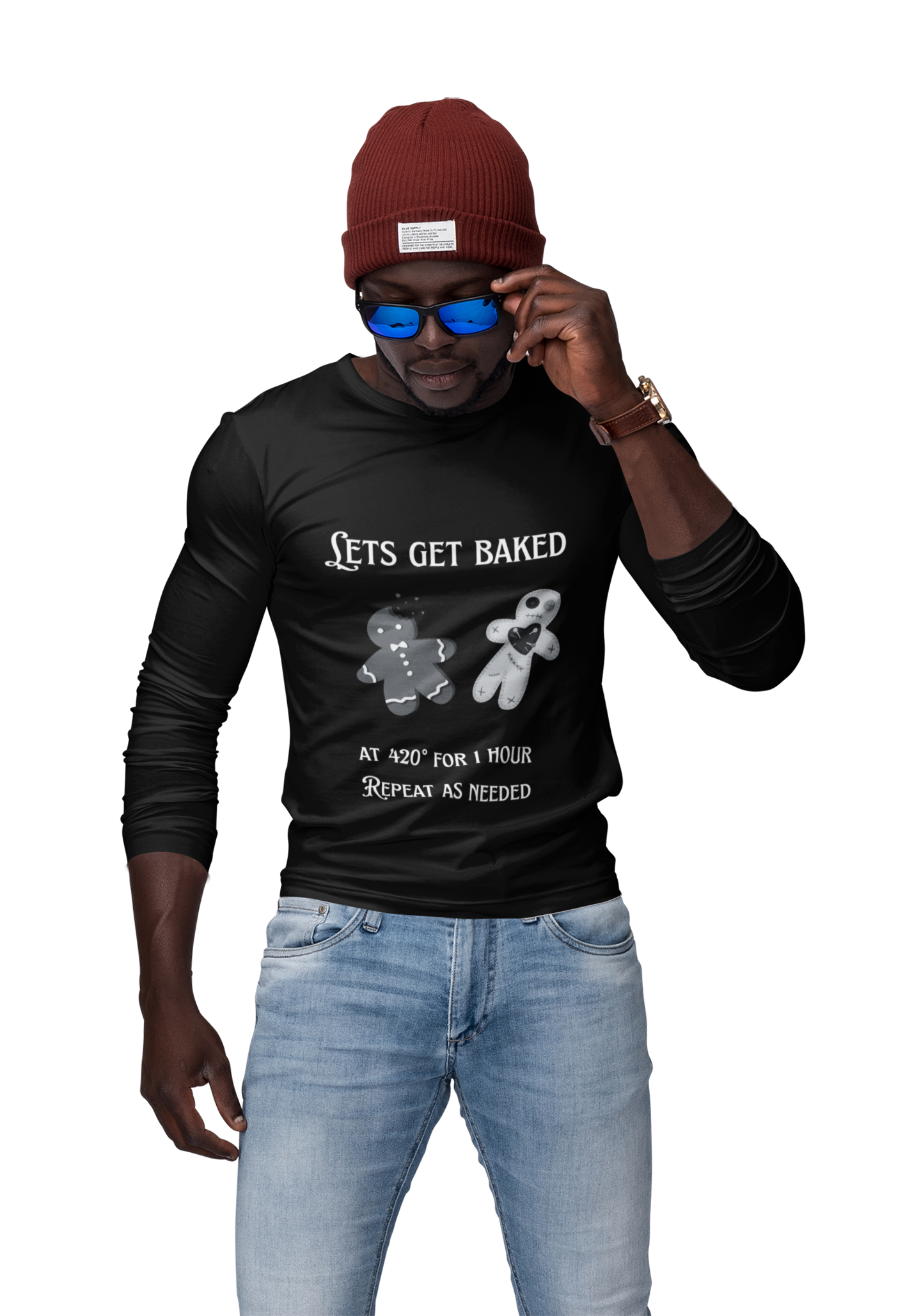 Lets Get Baked Long Sleeve Tee — Funny Gingerbread Cookie Baking Shirt