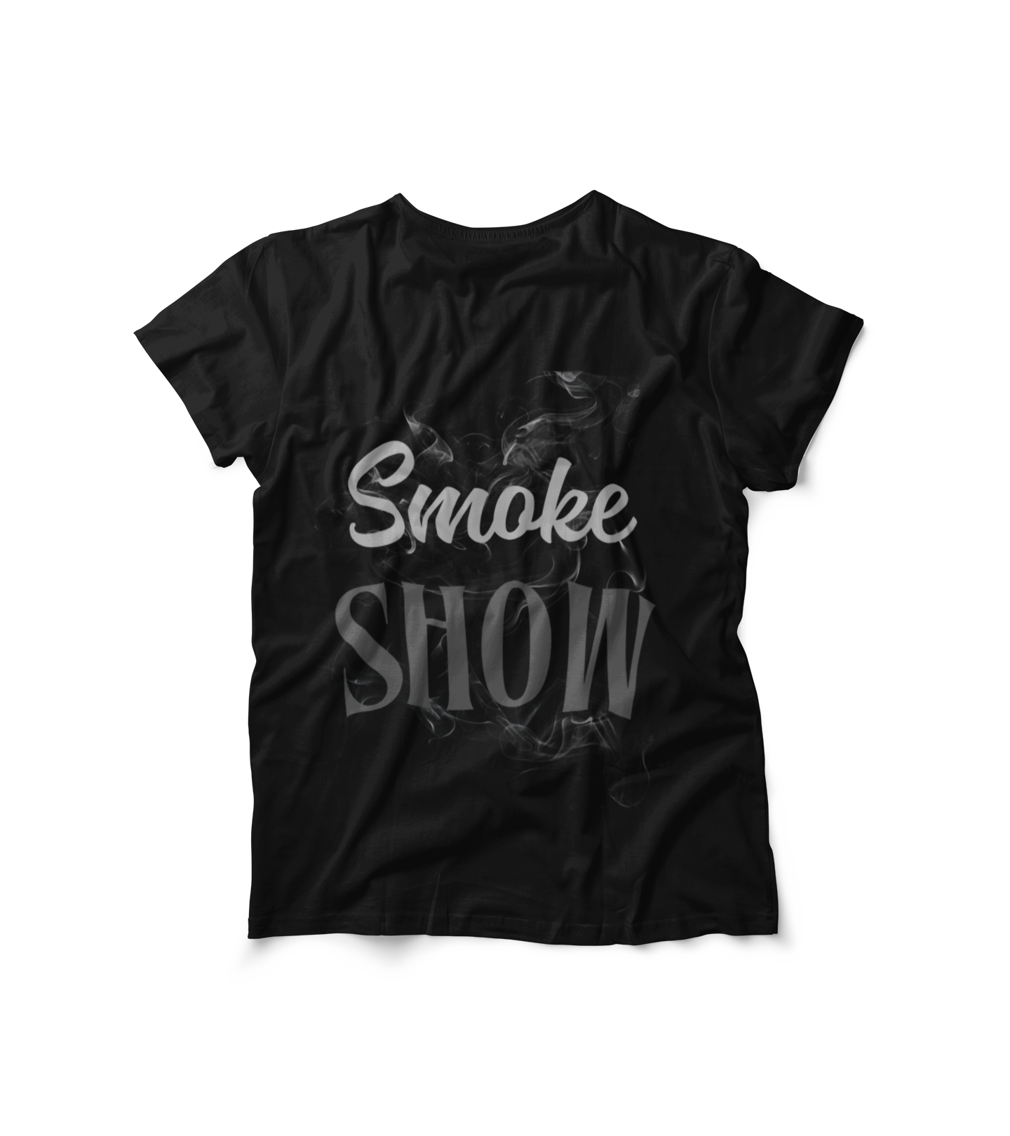Black "Smoke Show" T-shirt with bold text and smoky design, casual fit, Bella+Canvas 3001 fabric.