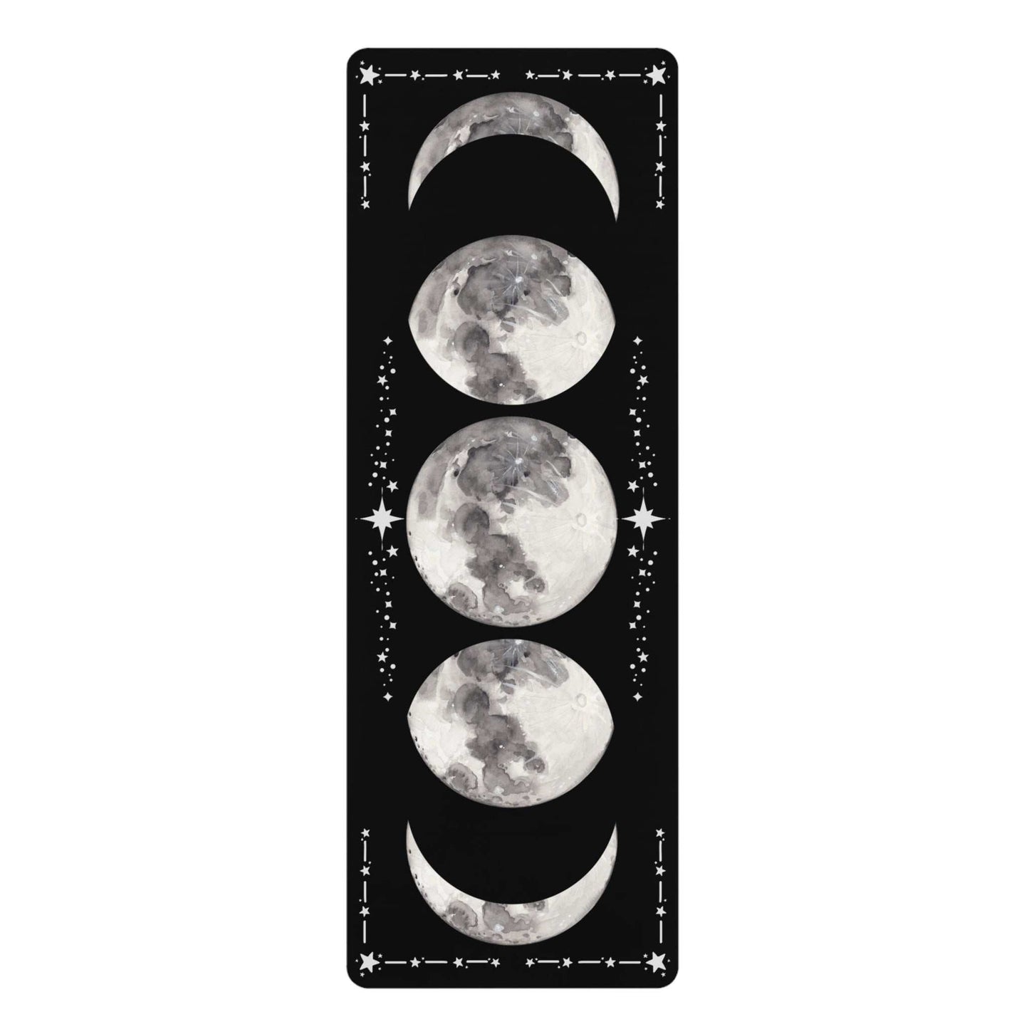 Moon Phase Rubber Yoga Mat with lunar design, non-slip, eco-friendly.
