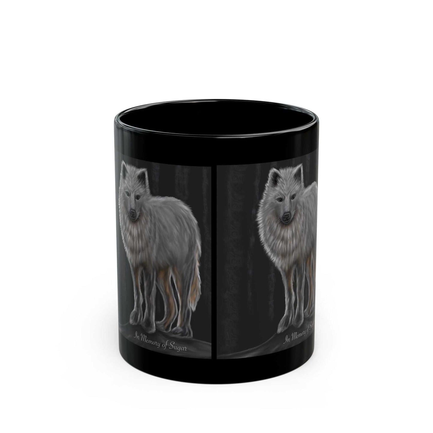 White Wolf Dog Black Mug
