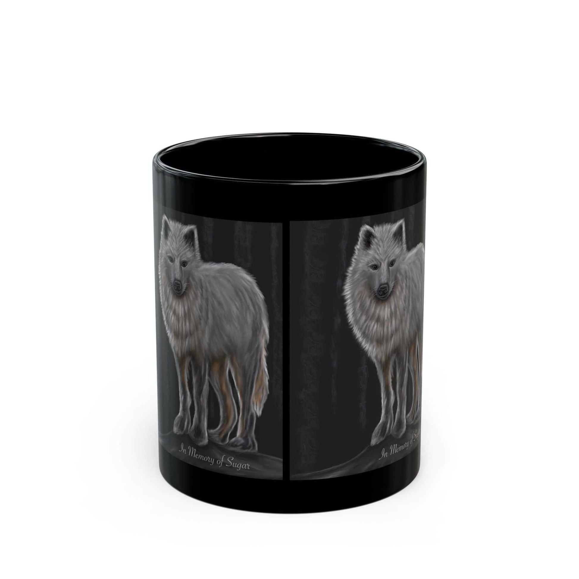 White Wolf Dog Black Mug