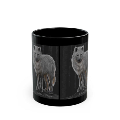 White Wolf Dog Black Mug