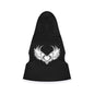 Stylish black pet hoodie with winged heart design.