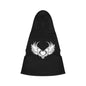 Stylish black pet hoodie with winged heart design.