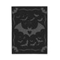 The Spooky Batheart velveteen plush blanket with bat pattern on black background