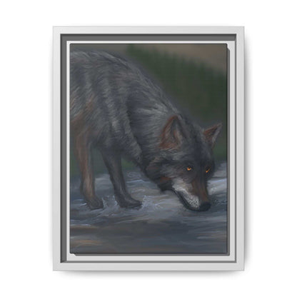 Framed wolf canvas art featuring a beautiful, nature-inspired design; perfect for home decor.