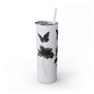 Tumbler Cup – Elegant Black Design with Butterflies & Flowers – 20oz