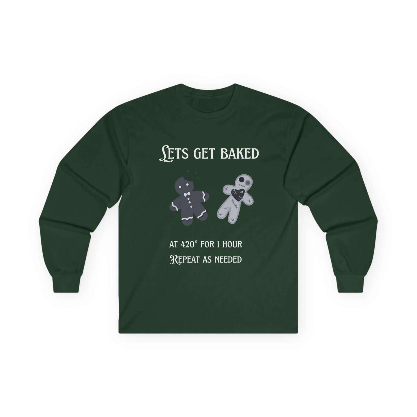 Lets Get Baked Long Sleeve Tee — Funny Gingerbread Cookie Baking Shirt