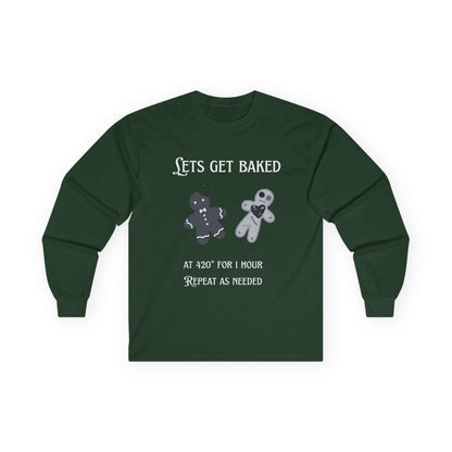 Lets Get Baked Long Sleeve Tee — Funny Gingerbread Cookie Baking Shirt