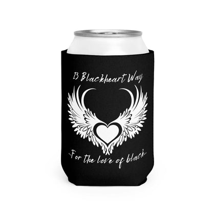Blackheart logo can cooler sleeve, neoprene material, keeps drinks cold, fits 12 oz cans.
