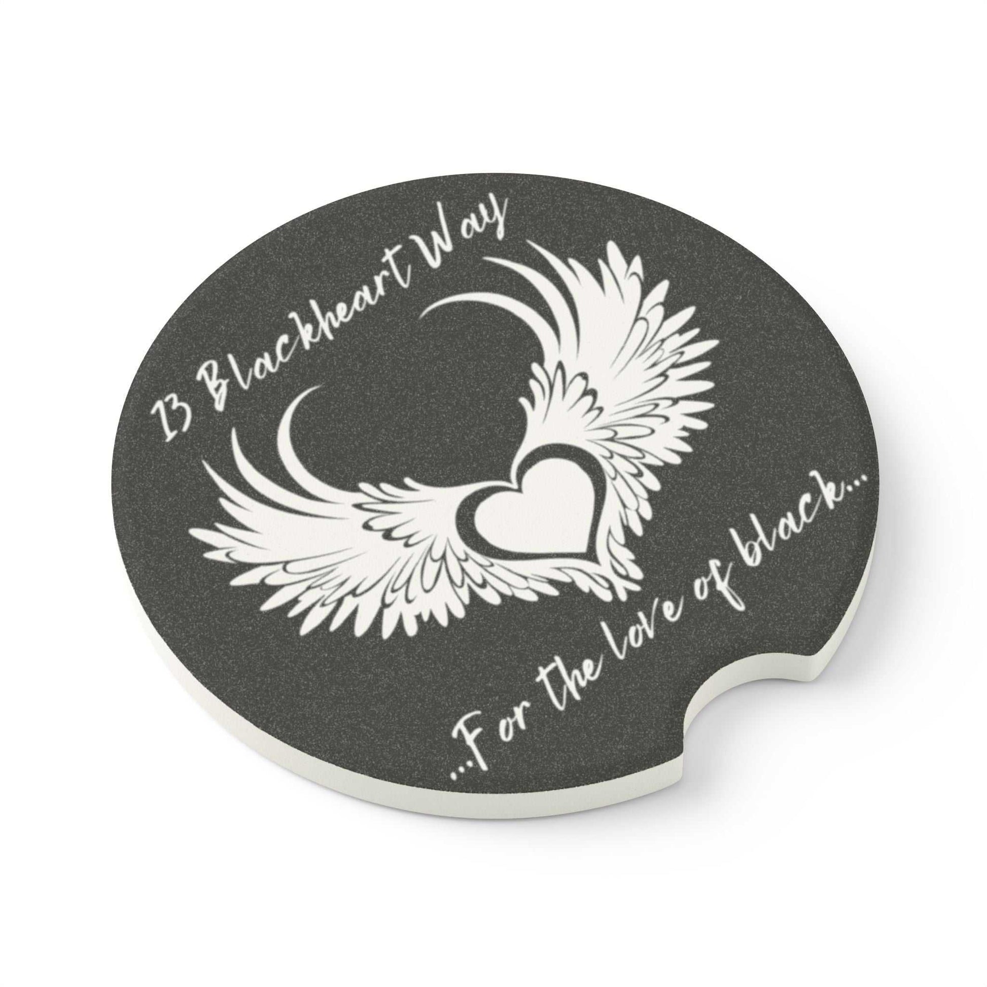 Soapstone Car Coaster with 13 Blackheart Way logo in elegant matte finish.